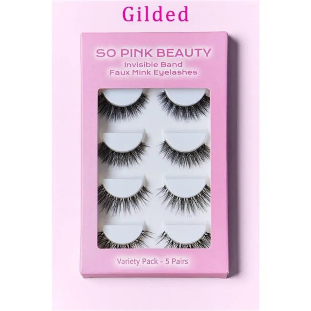 SO PINK BEAUTY Faux Mink Eyelashes Variety Pack 5 Pairs - Picture 2 of 4